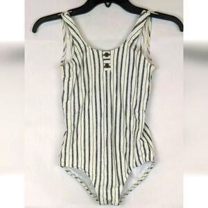 Billabong Striped One Piece, Black/White, Girls 10